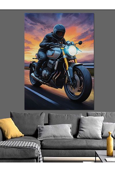 Tablomega Pânză decorativă pentru șofer rapid de motocicletă - pictură din lemn MDF