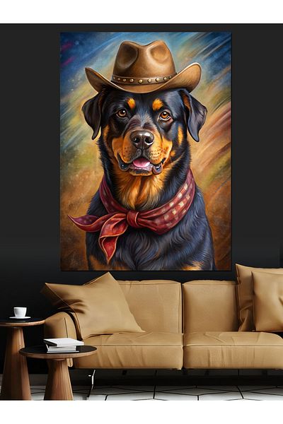 Tablomega Cowboy Dog Decorative Canvas - Mdf Wooden Painting