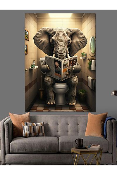Tablomega Pânză decorativă elefant ziar - pictură din lemn MDF
