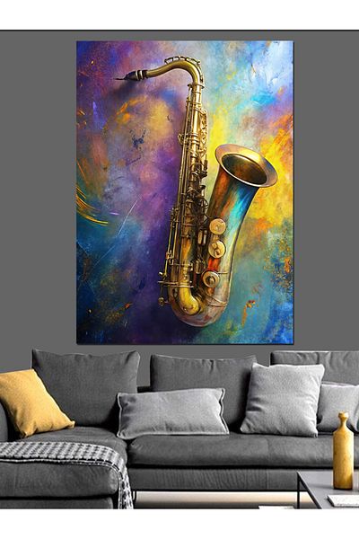 Tablomega Pânză Decorativă Saxofon Colorată - Lemn MDF