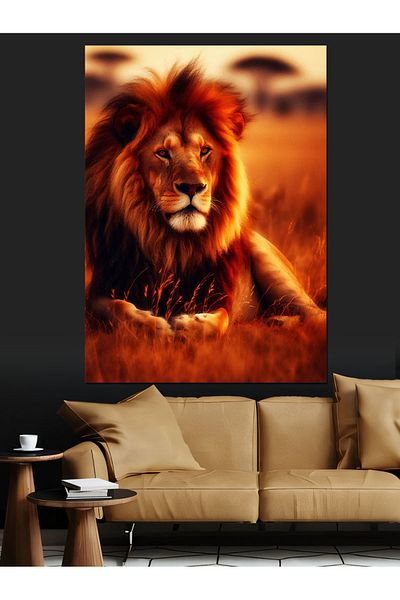 Tablomega Lion Portrait Decorative Canvas - Mdf Wooden Painting