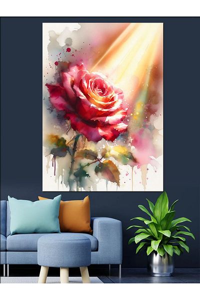 Tablomega Sparkling Rose Decorative Canvas - Mdf Wooden Painting