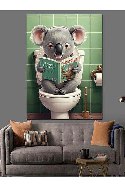 Tablomega Koala Reading Newspaper Decorative Canvas - Mdf Wooden Painting