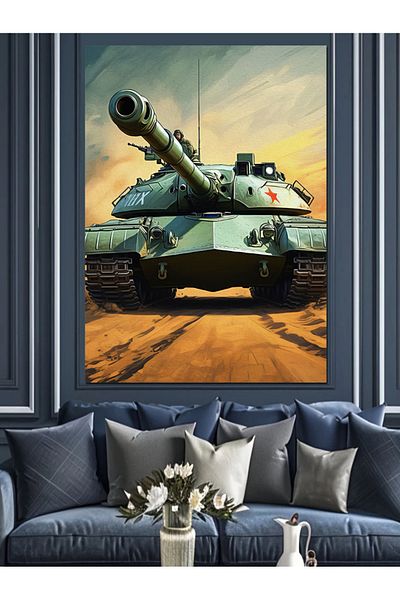 Tablomega War Tank Landscape Decorative Canvas - Mdf Wooden Painting