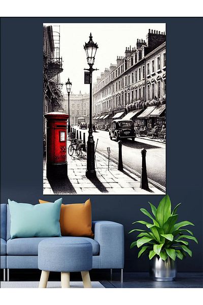 Tablomega Red Telephone Booth Decorative Canvas - Mdf Wooden Painting