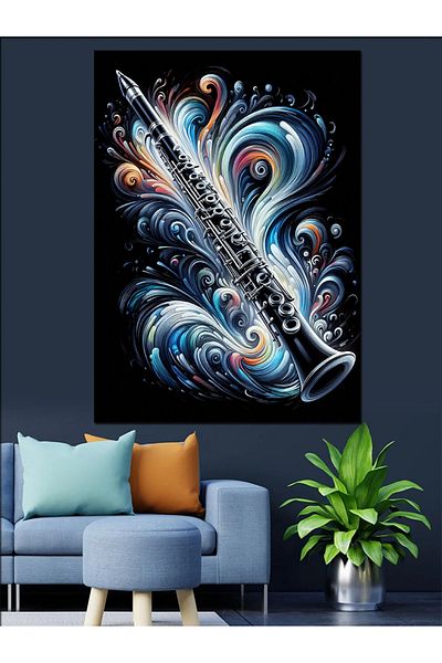Tablomega Abstract Clarinet Art Decorative Canvas - Mdf Wooden Painting