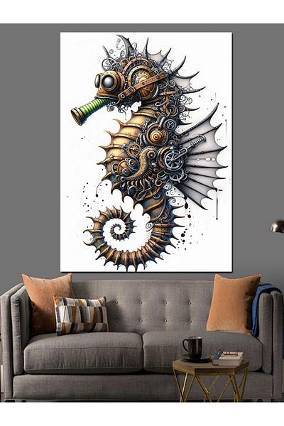 Tablomega Seahorse Decorative Canvas - Mdf Wooden Painting