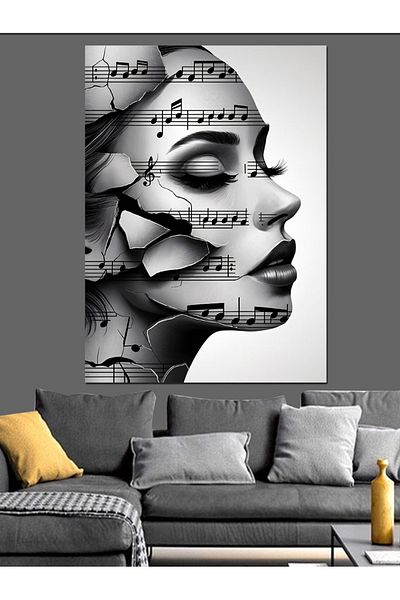 Tablomega Nota Woman Decorative Canvas - Mdf Wooden Painting