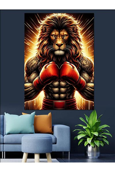 Tablomega Pânză decorativă Boxer Lion - Lemn MDF