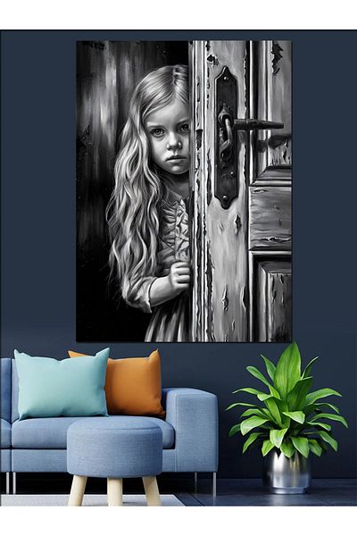 Tablomega Girl at the Door Decorative Canvas - Mdf Wooden Painting