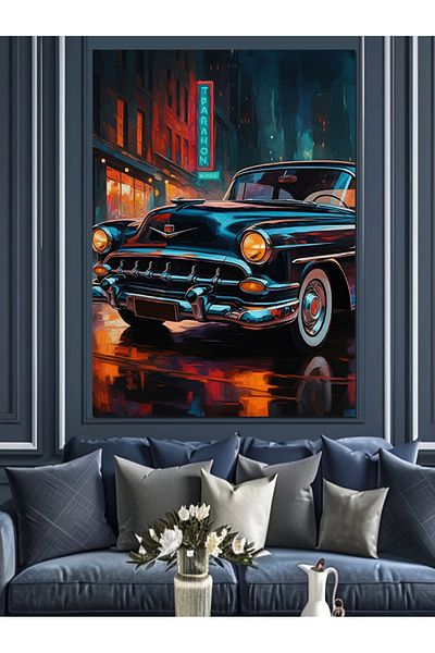 Tablomega Pânză decorativă Night Classic Car - Lemn MDF