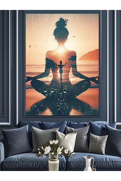 Tablomega Femeie care face yoga Pânză decorativă - Lemn MDF