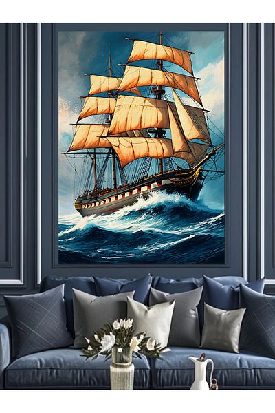 Tablomega Sailing Ship Decorative Canvas - Mdf Wooden Painting