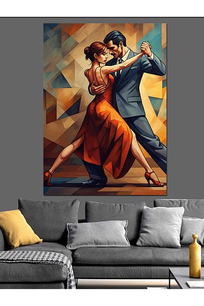 Tablomega Dancing Couple Decorative Canvas - Mdf Wooden Table