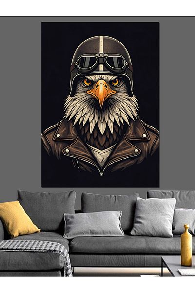 Tablomega Pilot Eagle Decorative Canvas - Mdf Wooden Painting