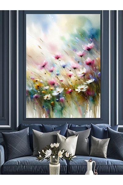 Tablomega Spring Flowers Decorative Canvas - Mdf Wooden Painting
