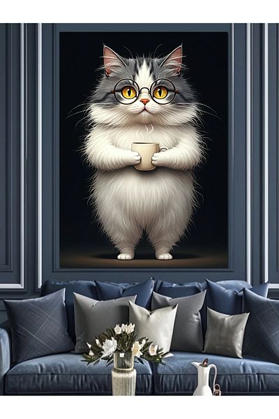Tablomega Cat Binding Its Arms Decorative Canvas - Mdf Wooden Painting