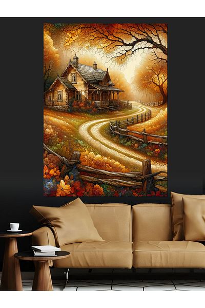 Tablomega Autumn Path Decorative Canvas - Mdf Wooden Painting