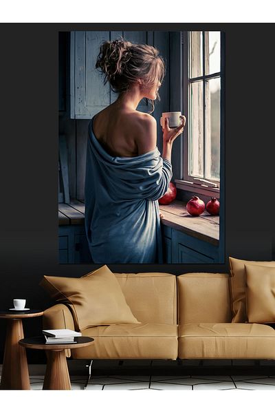 Tablomega Woman by the Window Decorative Canvas - Mdf Wooden Painting