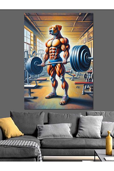 Tablomega Bodybuilding Dog Decorative Canvas - Mdf Wooden Painting