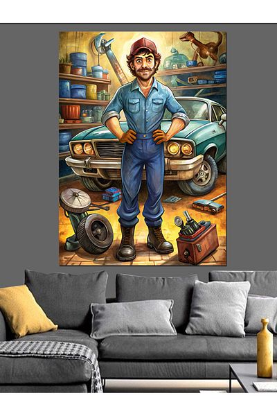 Tablomega Handyman Man Decorative Canvas - Mdf Wooden Painting