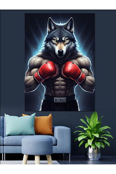 Tablomega Boxer Wolf Pânză Decorativă - Lemn MDF