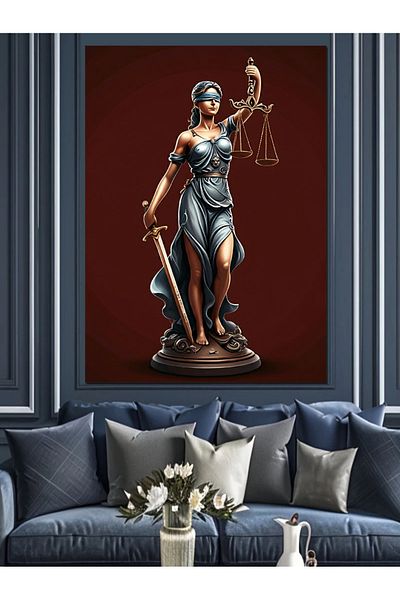 Tablomega Justice Woman Decorative Canvas - Mdf Wooden Painting