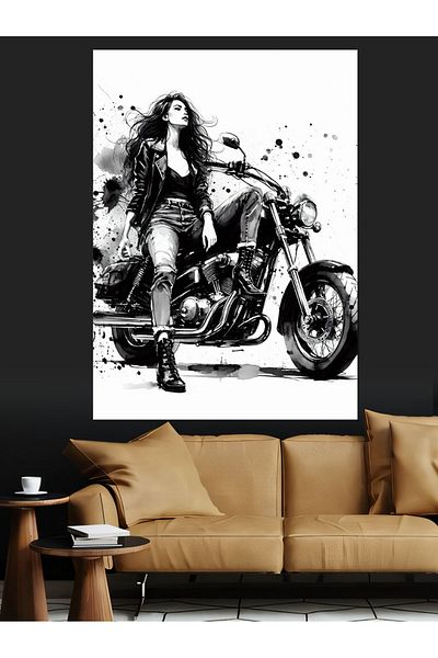 Tablomega Motorized Woman Decorative Canvas - Mdf Wooden Painting