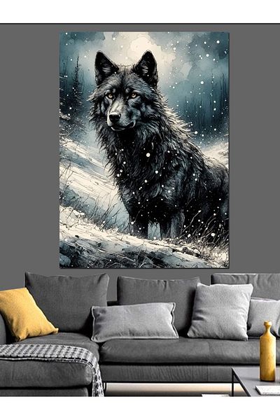 Tablomega Pânză decorativă Snowy Wolf - Lemn MDF