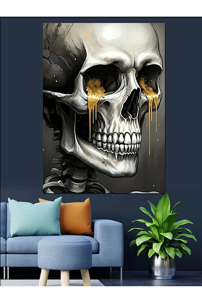 Tablomega Skeleton Portrait Decorative Canvas - Mdf Wooden Painting