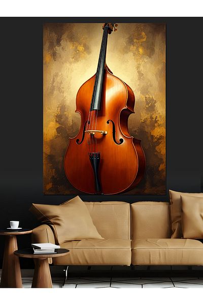 Tablomega Classic Cello Instrument Decorative Canvas - Mdf Wooden Painting