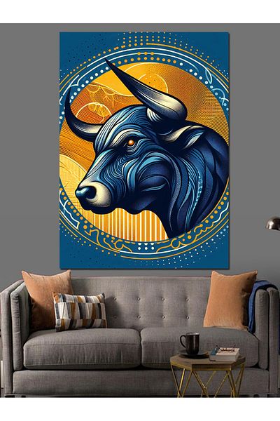 Tablomega Bull Portrait Decorative Canvas - Mdf Wooden Painting