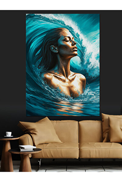 KanvasSepeti Pânză decorativă cu sirenă - Pictură în ulei, texturată, de înal...