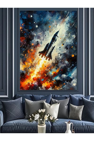 Tablomega Rocket Launch Decorative Canvas - Mdf Wooden Painting