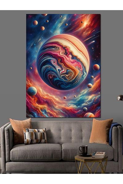 Tablomega Colorful Planet Decorative Canvas - Mdf Wooden Painting