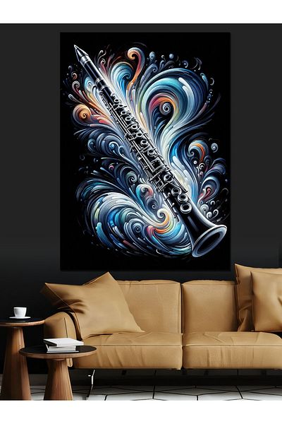 Tablomega Abstract Clarinet Art Decorative Canvas - Mdf Wooden Painting