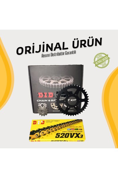 DID SET DID BAJAJ PULSAR RS 200 ZİNCİR DİŞLİ SETİ (2015-2023) X-RİNGLİ ZİNCİR (GOLD RENK)