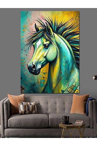Tablomega Colorful Horse Decorative Canvas - Mdf Wooden Painting