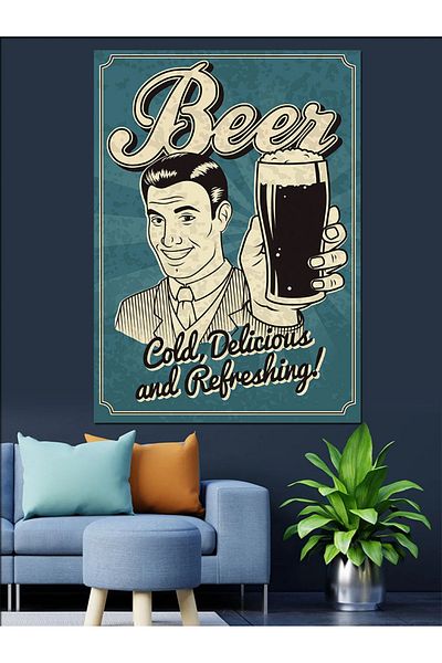 Tablomega Beer Advertisement Decorative Canvas - Mdf Wooden Painting