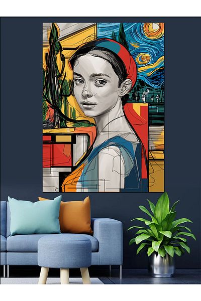 Tablomega Modern Portrait Decorative Canvas - Mdf Wooden Painting