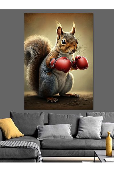 Tablomega Boxer Squirrel Decorative Canvas - Mdf Wooden Painting