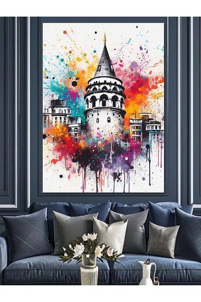 Tablomega Galata Tower Decorative Canvas - Mdf Wood Table