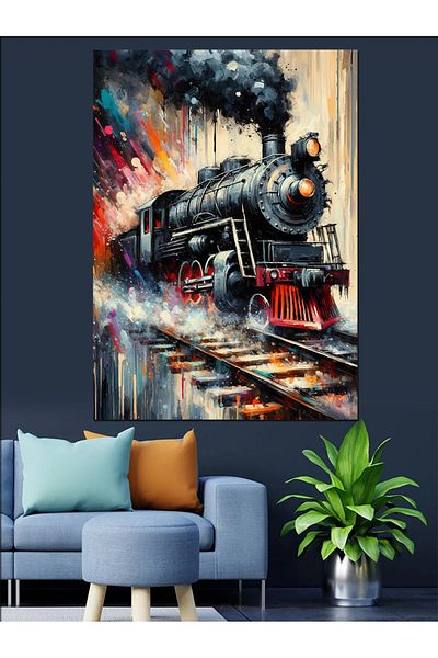 Tablomega Steam Train Decorative Canvas - Mdf Wooden Painting