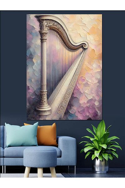 Tablomega Purple Harp Decorative Canvas - Mdf Wooden Painting
