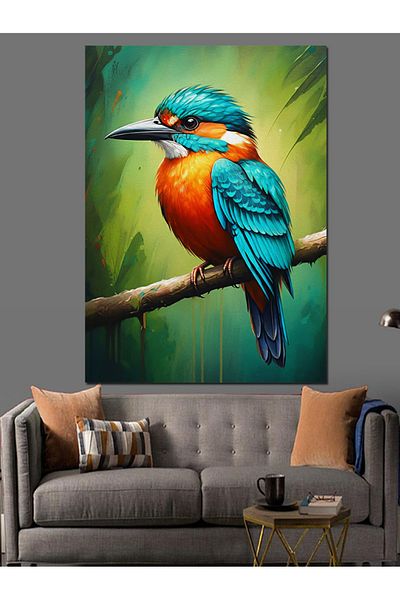 Tablomega Colorful Kingfisher Decorative Canvas - Mdf Wooden Painting