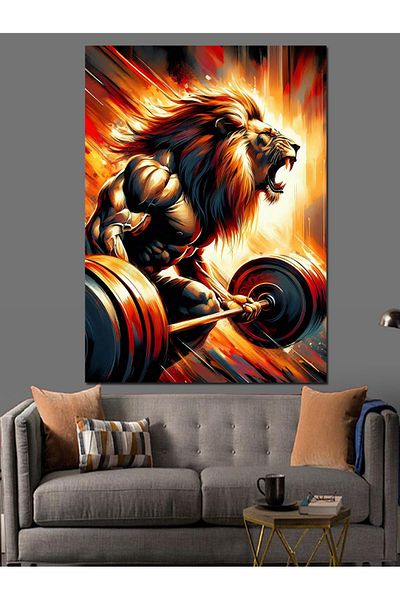 Tablomega Flaming Warrior Lion Decorative Canvas - Mdf Wooden Painting