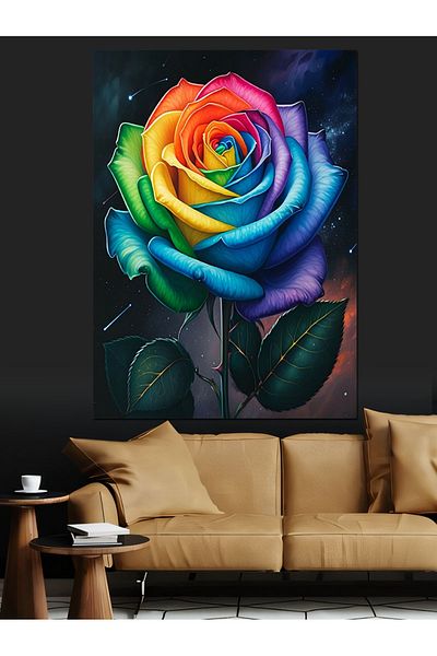 Tablomega Colorful Rose Decorative Canvas - Mdf Wooden Painting