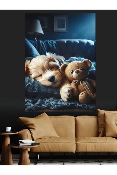 Tablomega Sleeping Puppies Decorative Canvas - Mdf Wooden Painting
