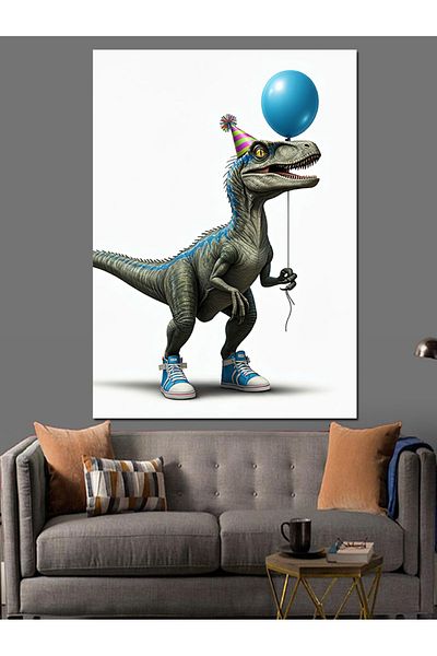 Tablomega Balloon Dinosaur Decorative Canvas - Mdf Wooden Table