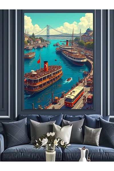 Tablomega Pânză decorativă Istanbul Harbour - Lemn MDF